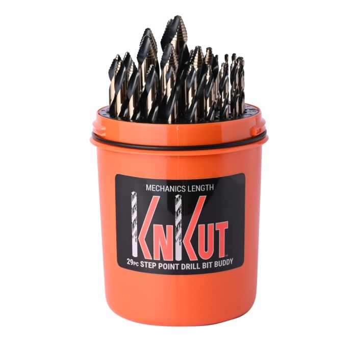 KnKut 29 Piece Drill Buddy Mechanics Length Step Point Drill Bit Set 1/16&quot; - 1/2&quot; by 64ths