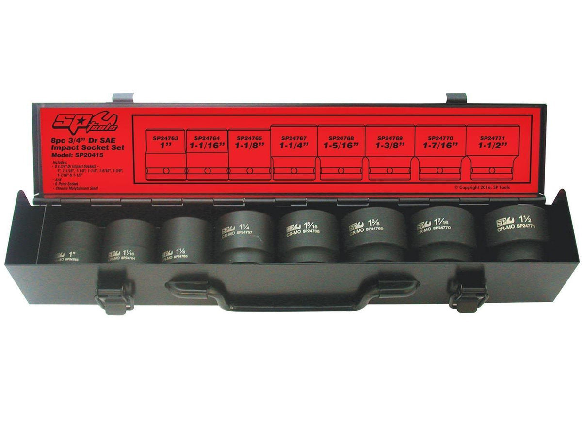 8PC 3/4&quot; DRIVE 6PT METRIC IMPACT SOCKET SET