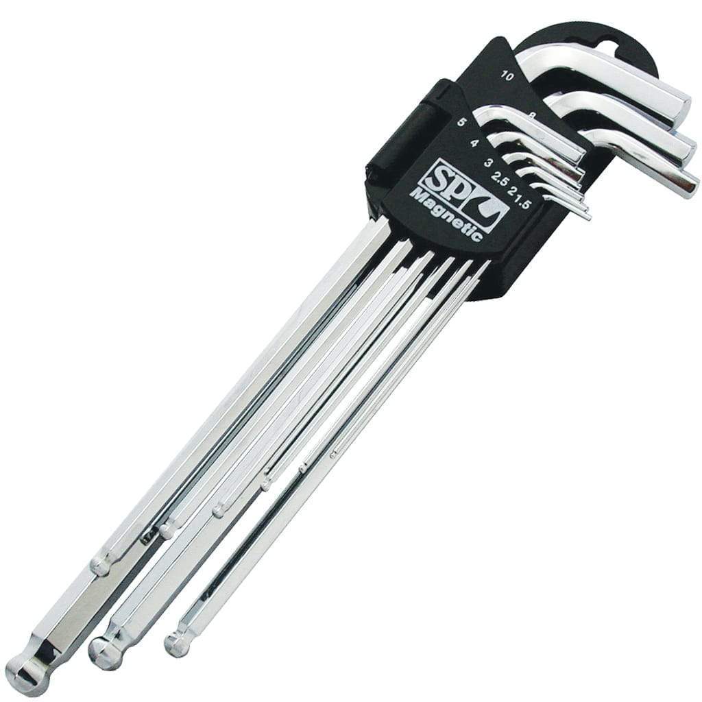 9PC METRIC L-SHAPED MAGNETIC BALL DRIVE HEX KEY SET