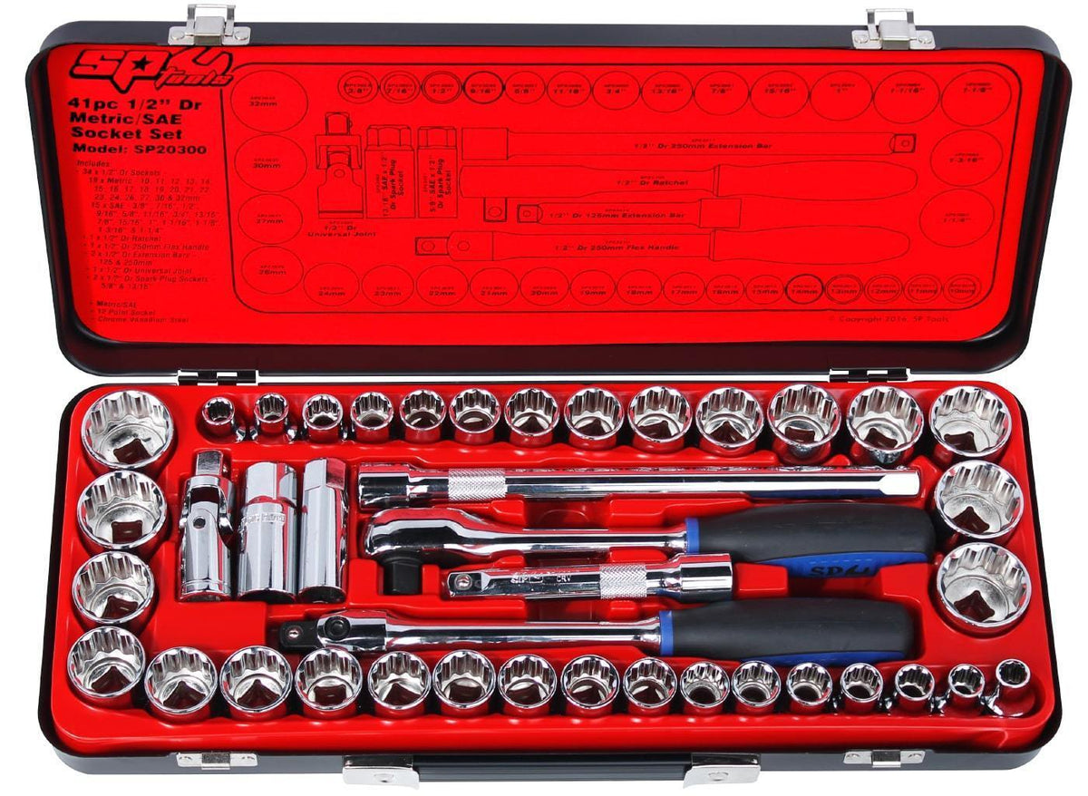 41PC 1/2&quot; DRIVE 12PT METRIC/SAE SOCKET SET