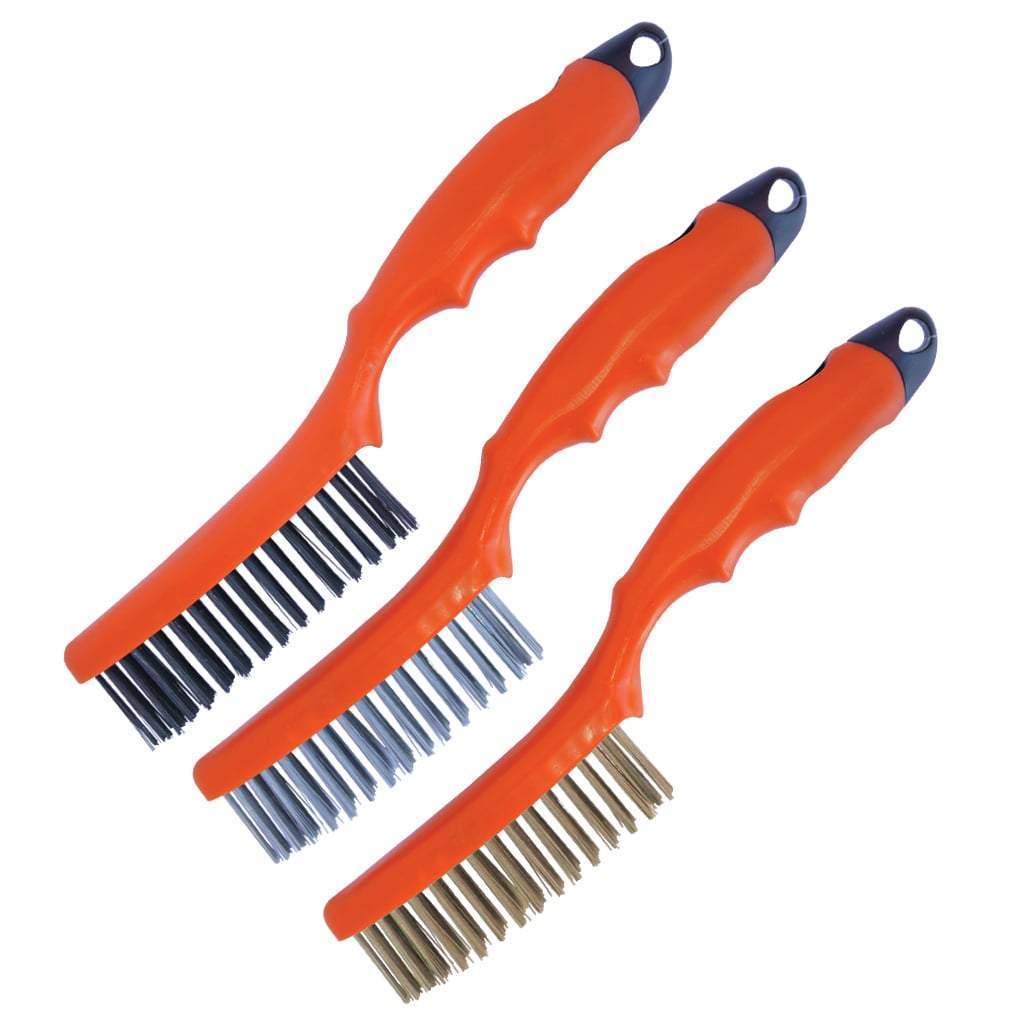 3PC WIRE BRUSH SET - 10&quot; - CONTOUR HANDLE