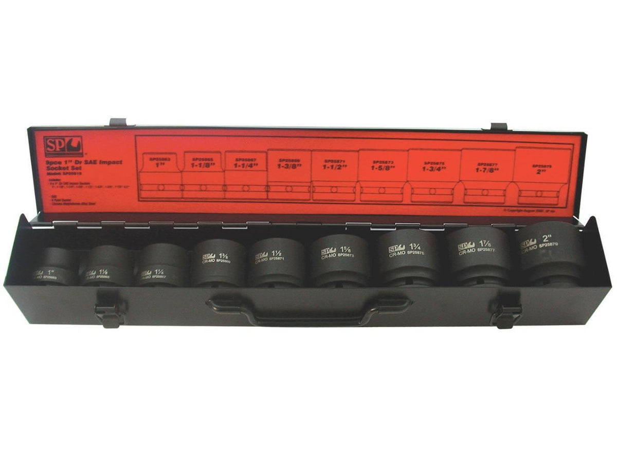 9PC 1&quot; DRIVE 6PT SAE IMPACT SOCKET SET