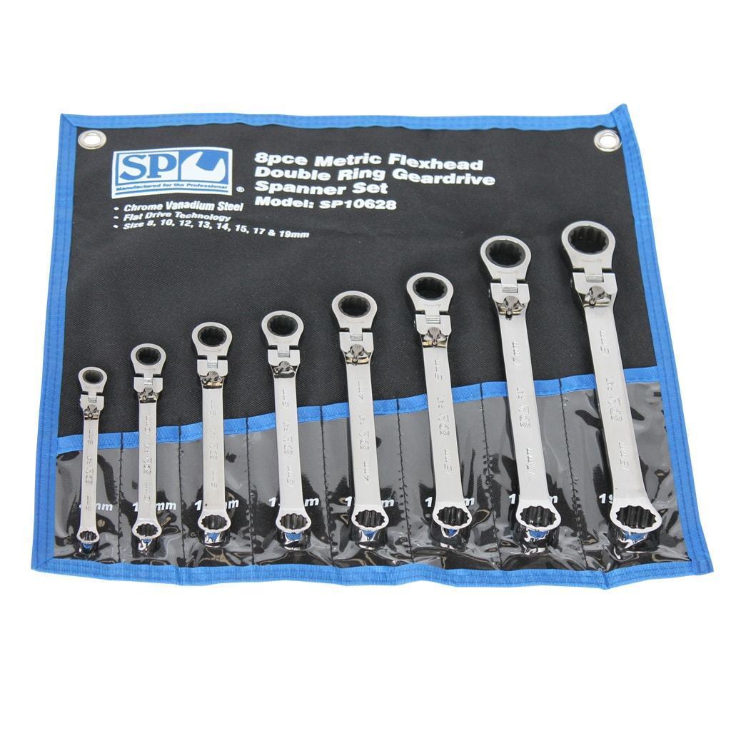 8PC METRIC REVERSIBLE LOCKING FLEX-HEAD GEAR DRIVE DOUBLE BOX WRENCH SET