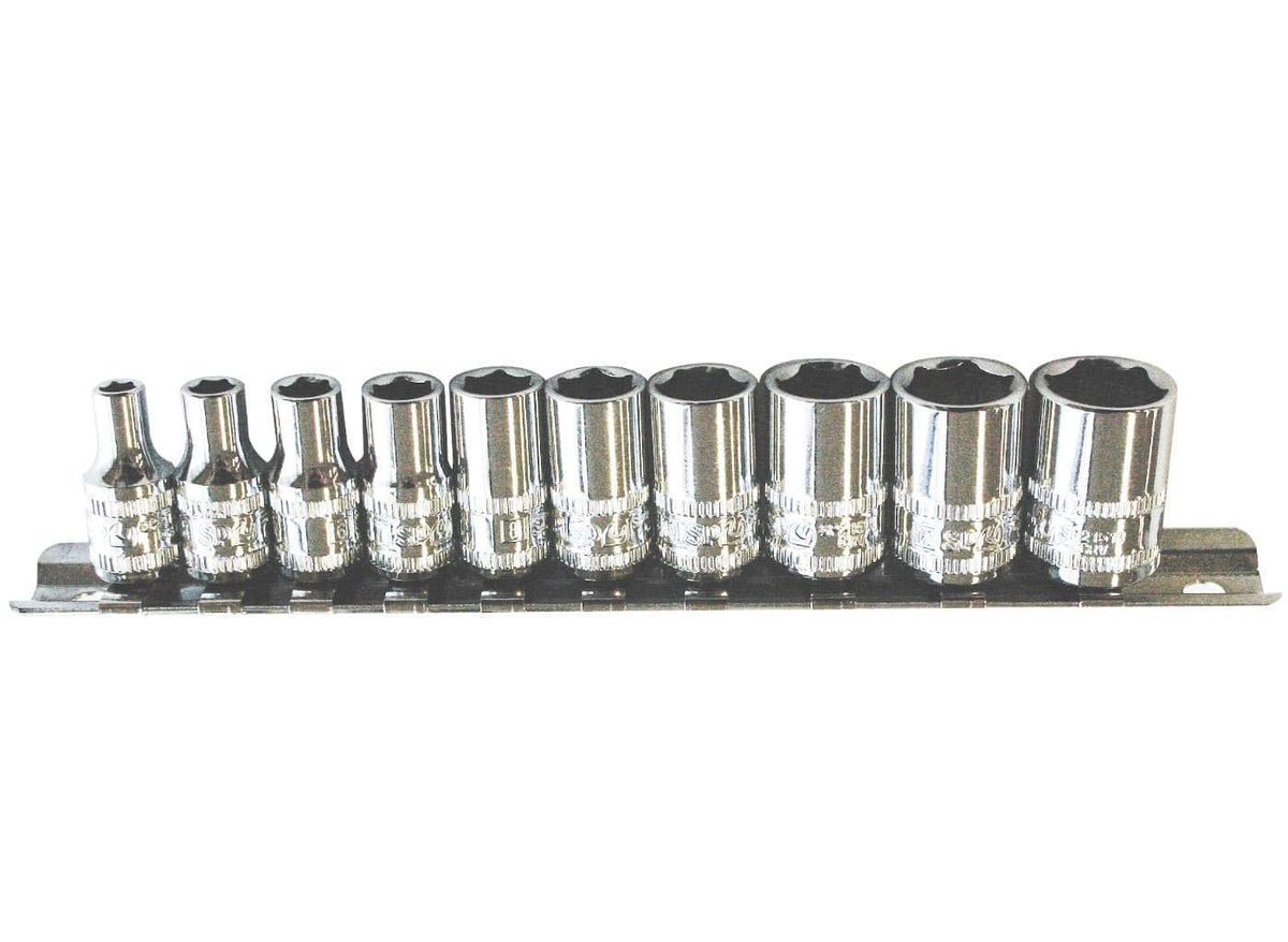 10PC 1/4&quot; DRIVE 6PT METRIC SOCKET RAIL