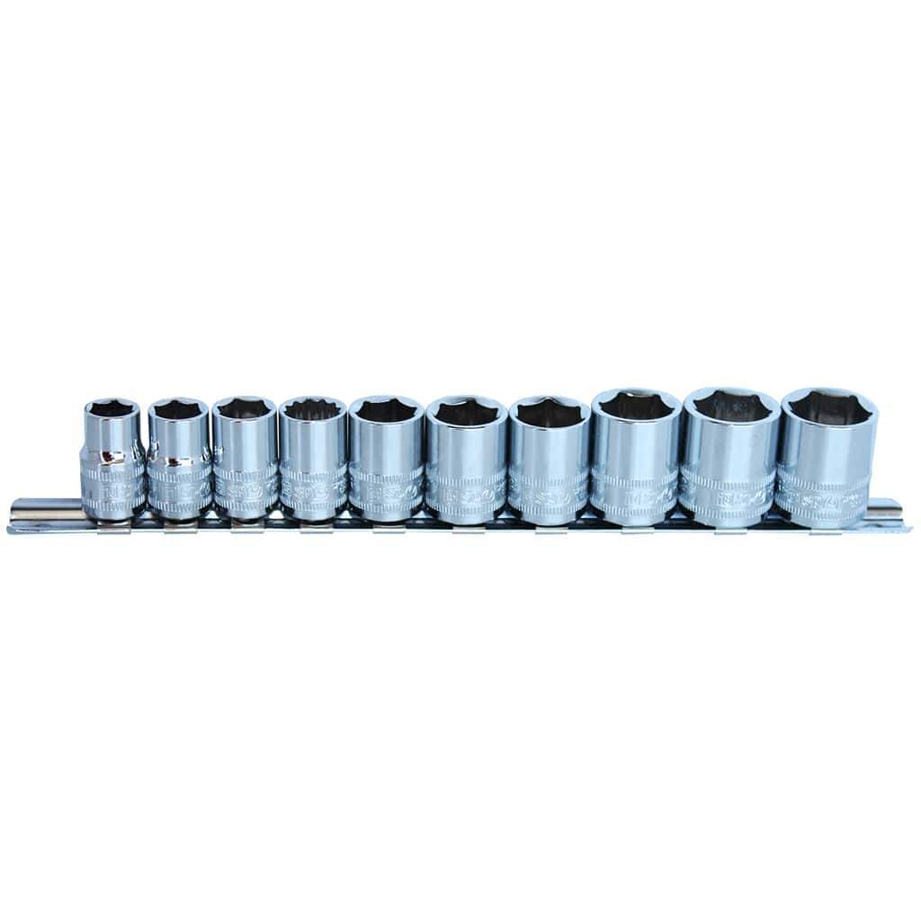 10PC 3/8&quot; DRIVE 6PT METRIC SOCKET RAIL