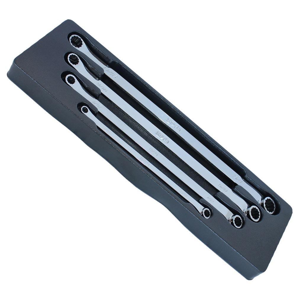 4PC SAE EXTRA-LONG FLAT DRIVE® DOUBLE BOX WRENCH SET - 15° OFFSET