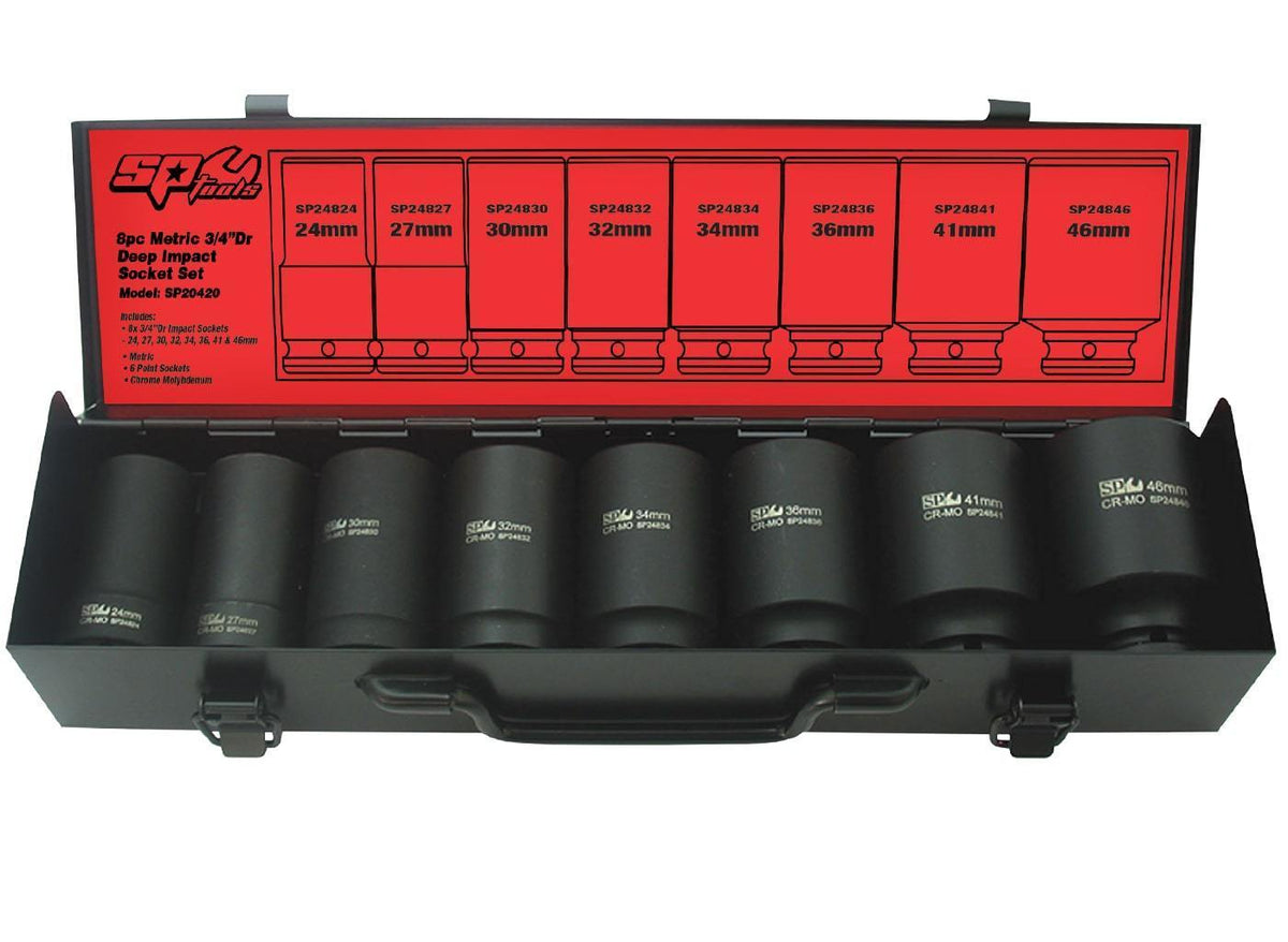 8PC 3/4&quot; DRIVE 6PT METRIC DEEP IMPACT SOCKET SET