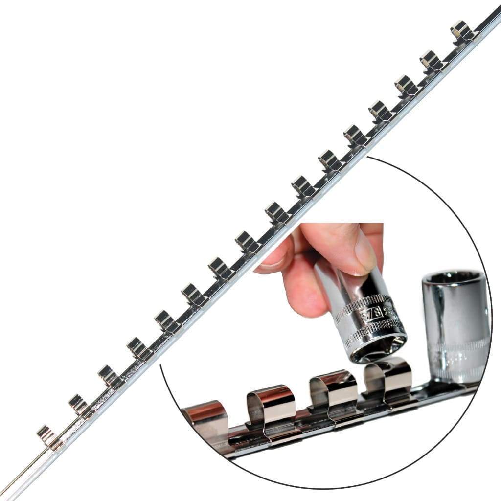1/4&quot; DRIVE 16-1/4&quot; SOCKET RAIL w/ CLIPS