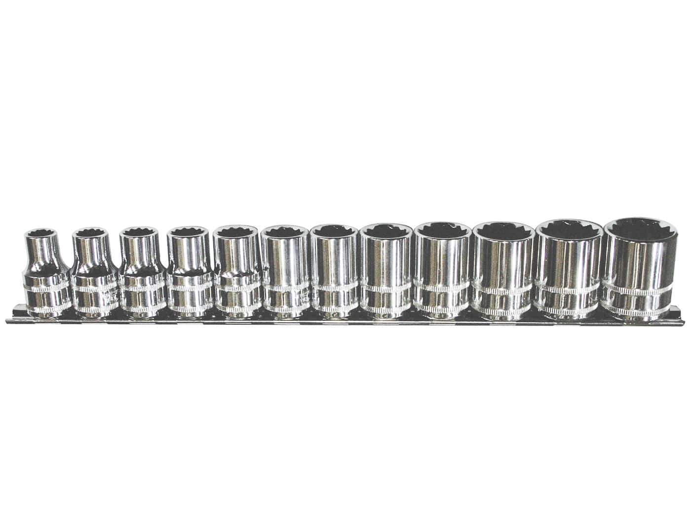 12PC 1/2" DRIVE 12PT DOUILLES MÉTRIQUES RAIL