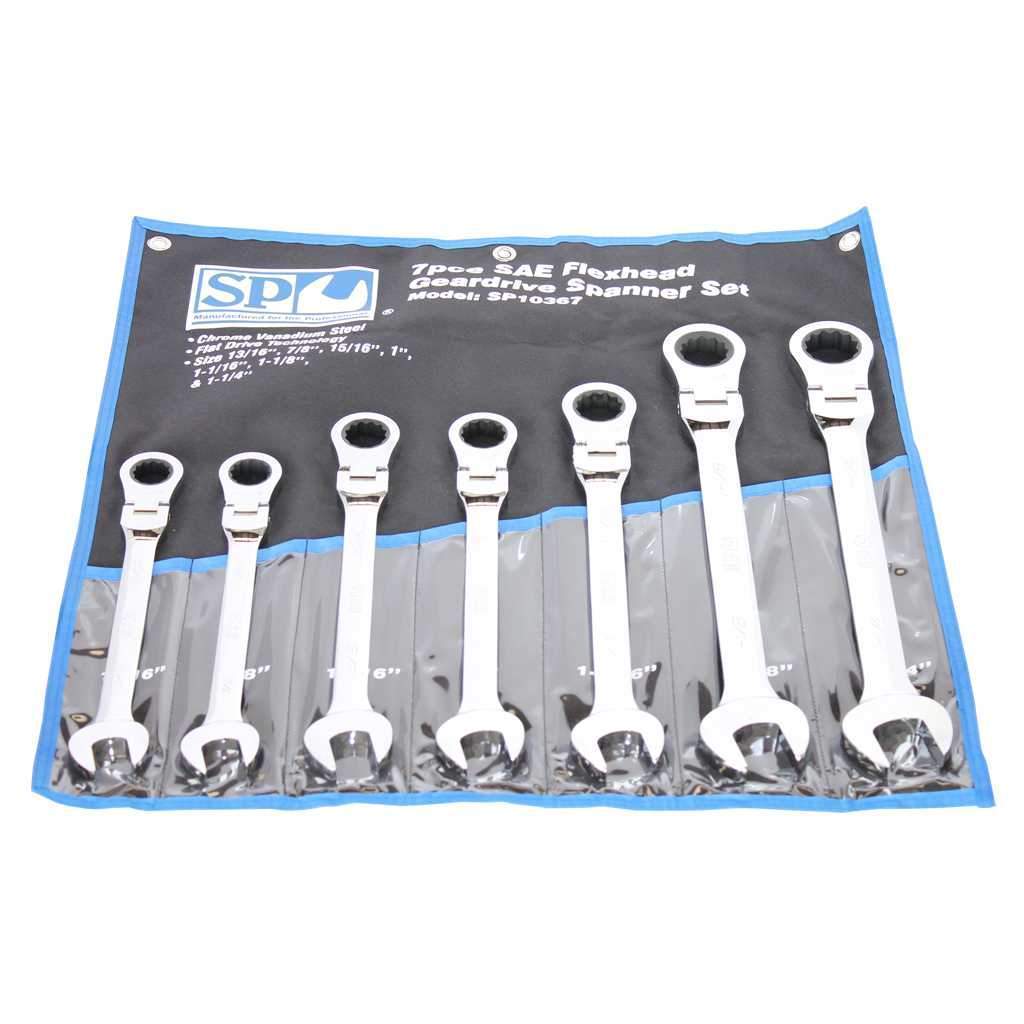7PC SAE JUMBO FLEX-HEAD GEAR DRIVE WRENCH SET