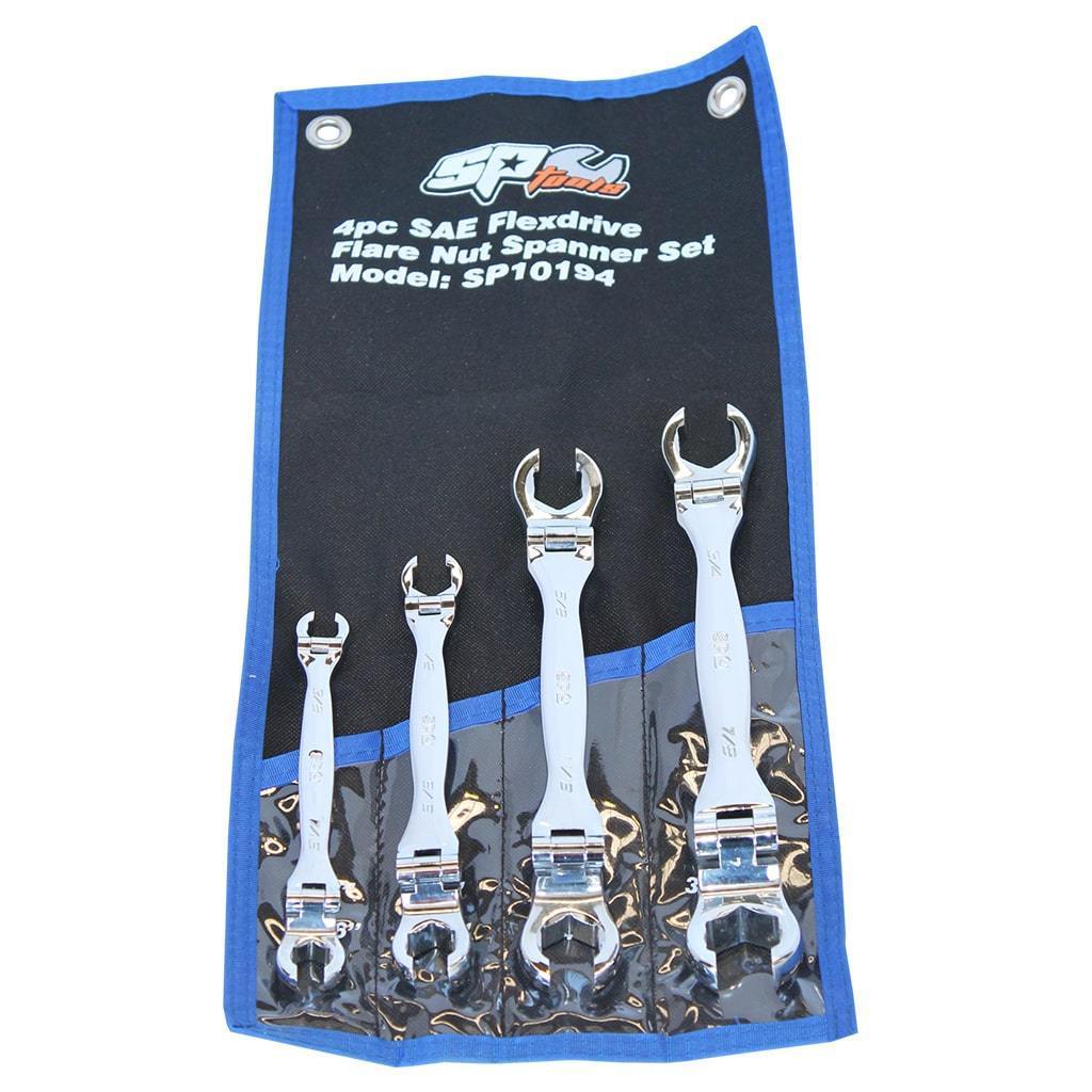4PC SAE FLEX-HEAD FLARE NUT WRENCH SET