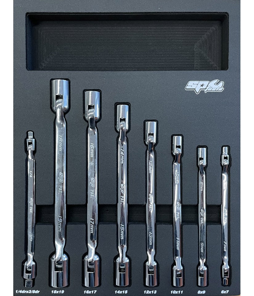 8PC HINGED SOCKET WRENCH SET W/ EVA FOAM