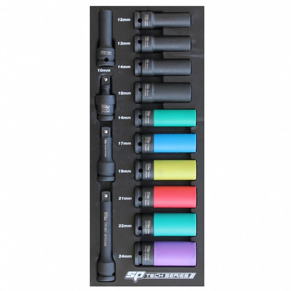 14PC 1/2&quot; DRIVE METRIC NON-MARRING IMPACT SOCKET SET w/ EVA FOAM