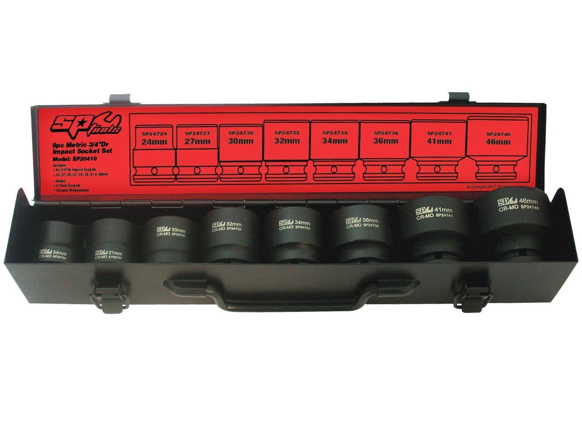 8PC 3/4&quot; DRIVE 6PT SAE IMPACT SOCKET SET