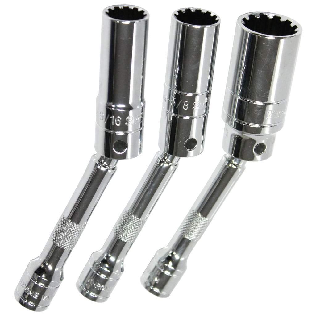 4PC 3/8" DRIVE METRIC SPLINE MAGNETIC SPARK PLUG SPLINE SOCKET