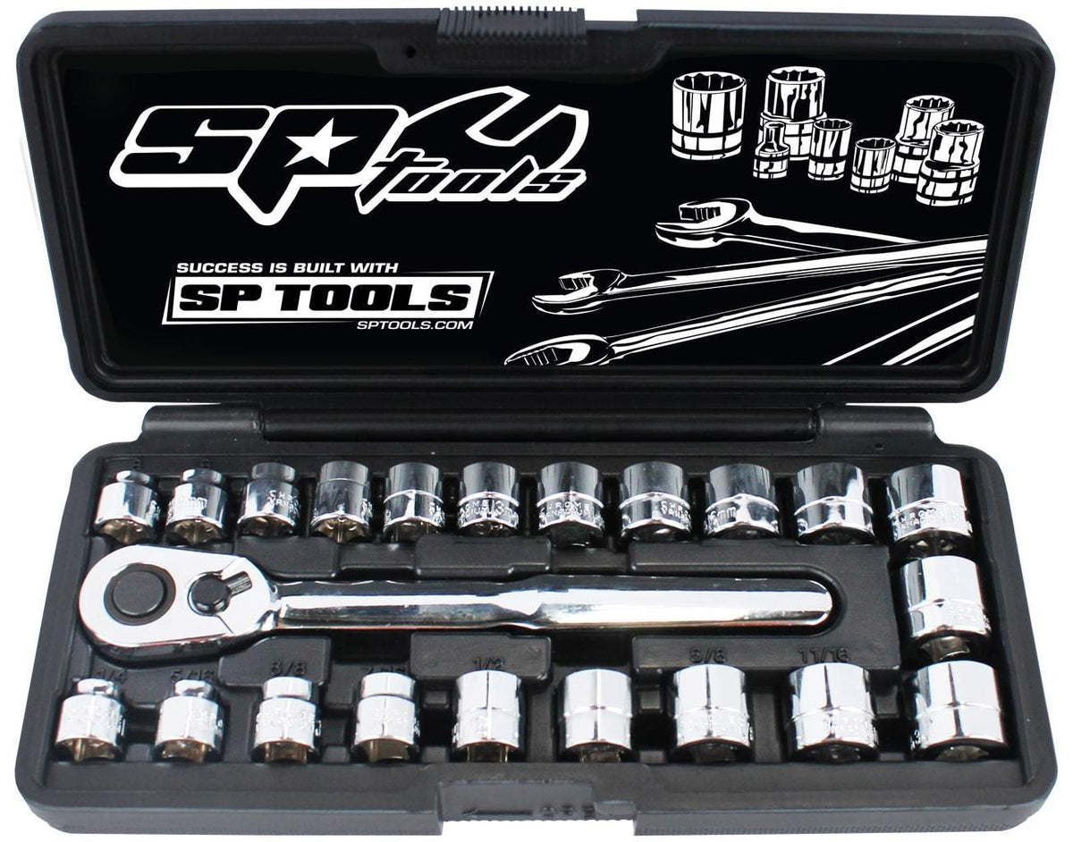 22PC 3/8&quot; DRIVE LOW PROFILE METRIC/SAE SOCKET SET