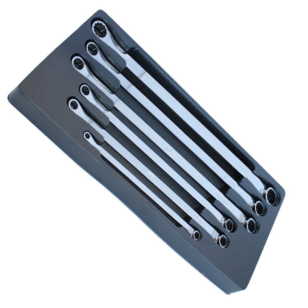 6PC METRIC EXTRA-LONG FLAT DRIVE® DOUBLE BOX WRENCH SET - 15° OFFSET