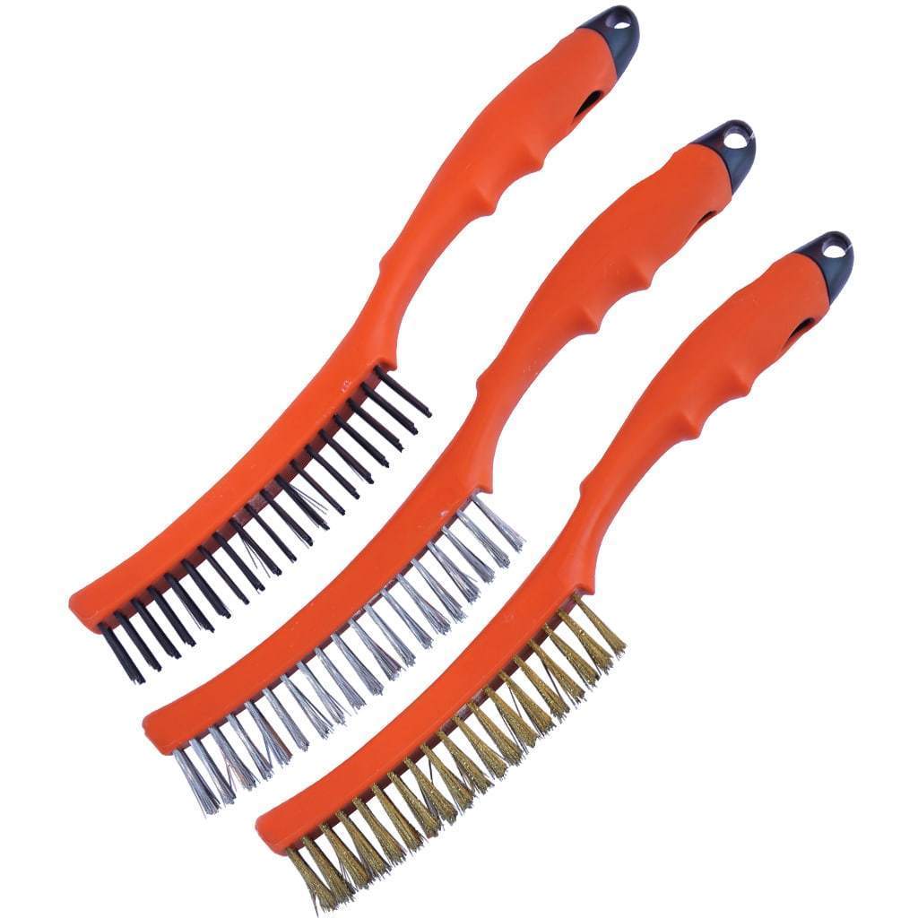 3PC WIRE BRUSH SET - 14&quot; - CONTOUR HANDLE