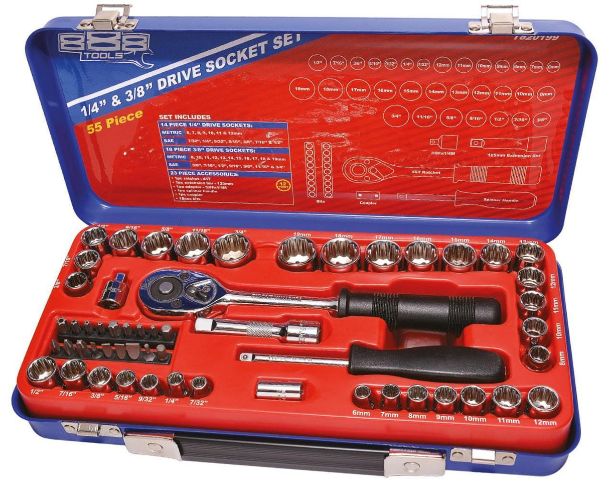 55PC 1/4&quot; &amp; 3/8&quot; DRIVE 888 SERIES® METRIC 12PT SOCKET SET