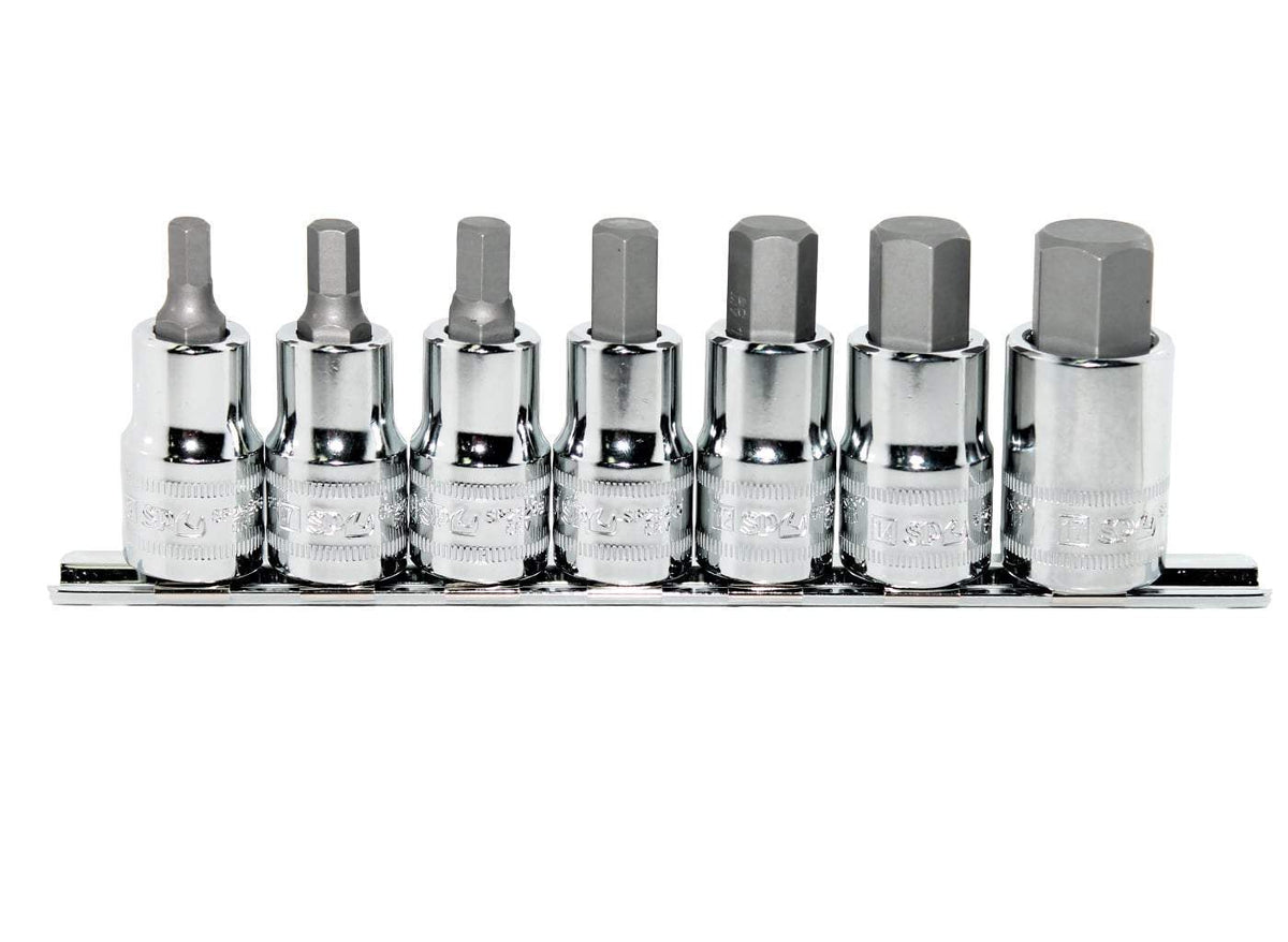 7PC 1/2" DRIVE METRIC HEX BIT SOCKET RAIL