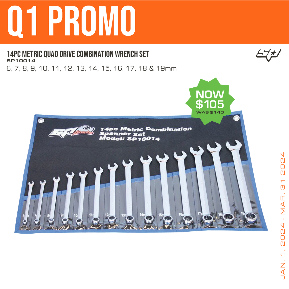 14PC METRIC QUAD DRIVE° COMBINATION WRENCH SET