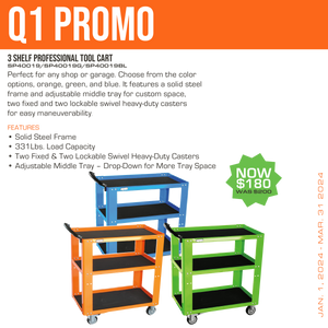 3 SHELF PROFESSIONAL TOOL CART - ORANGE