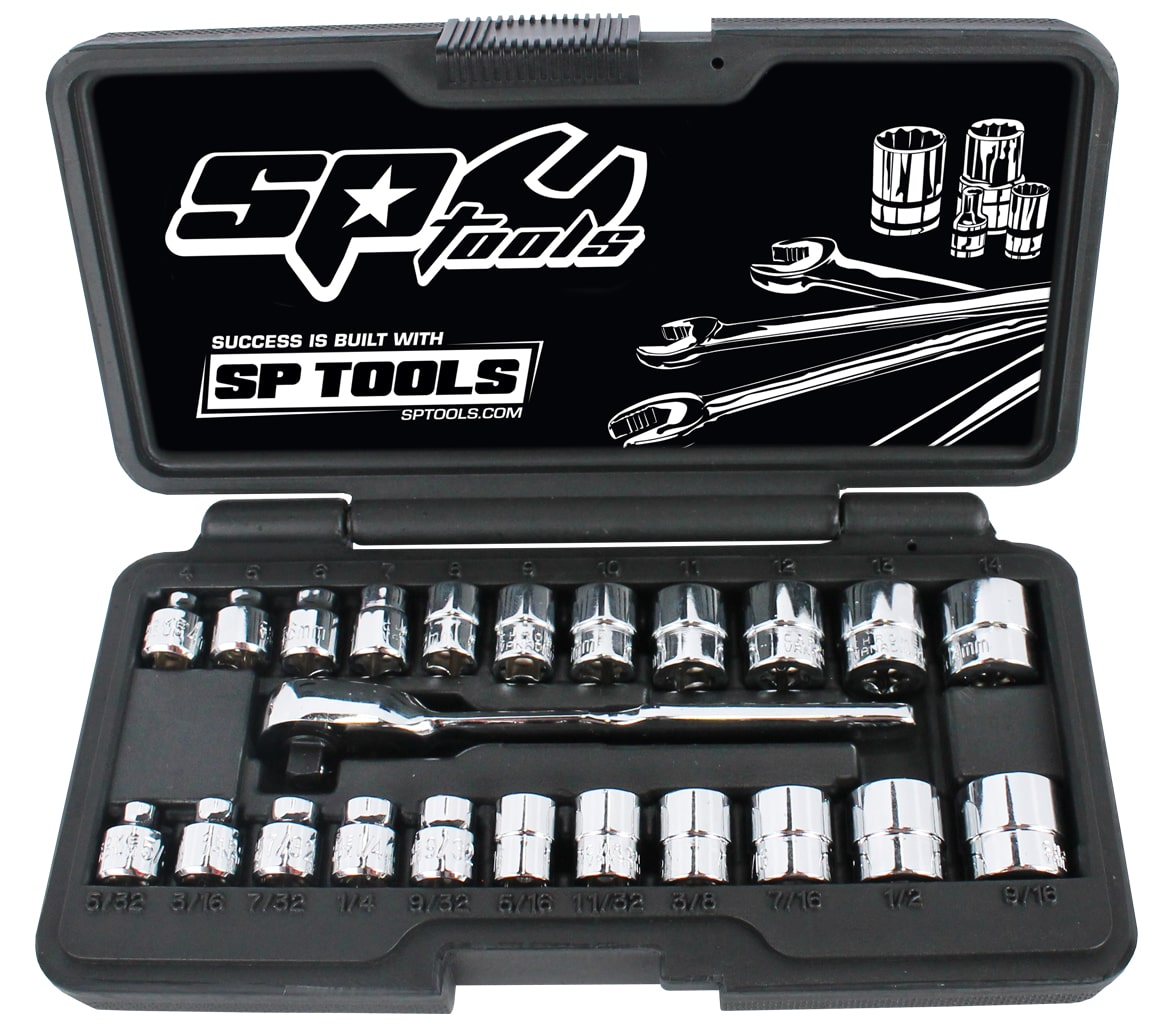 23PC 1/4" DRIVE LOW PROFILE METRIC/SAE SOCKET SET