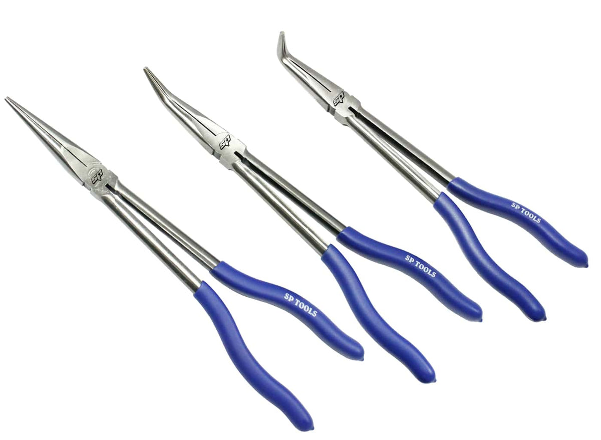 3PC 11&quot; NEEDLE NOSE PLIER SET - 0° / 45° / 90°